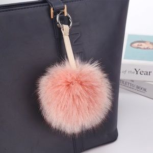 Long hair faux fur keychain - KC012 Coral 9mm